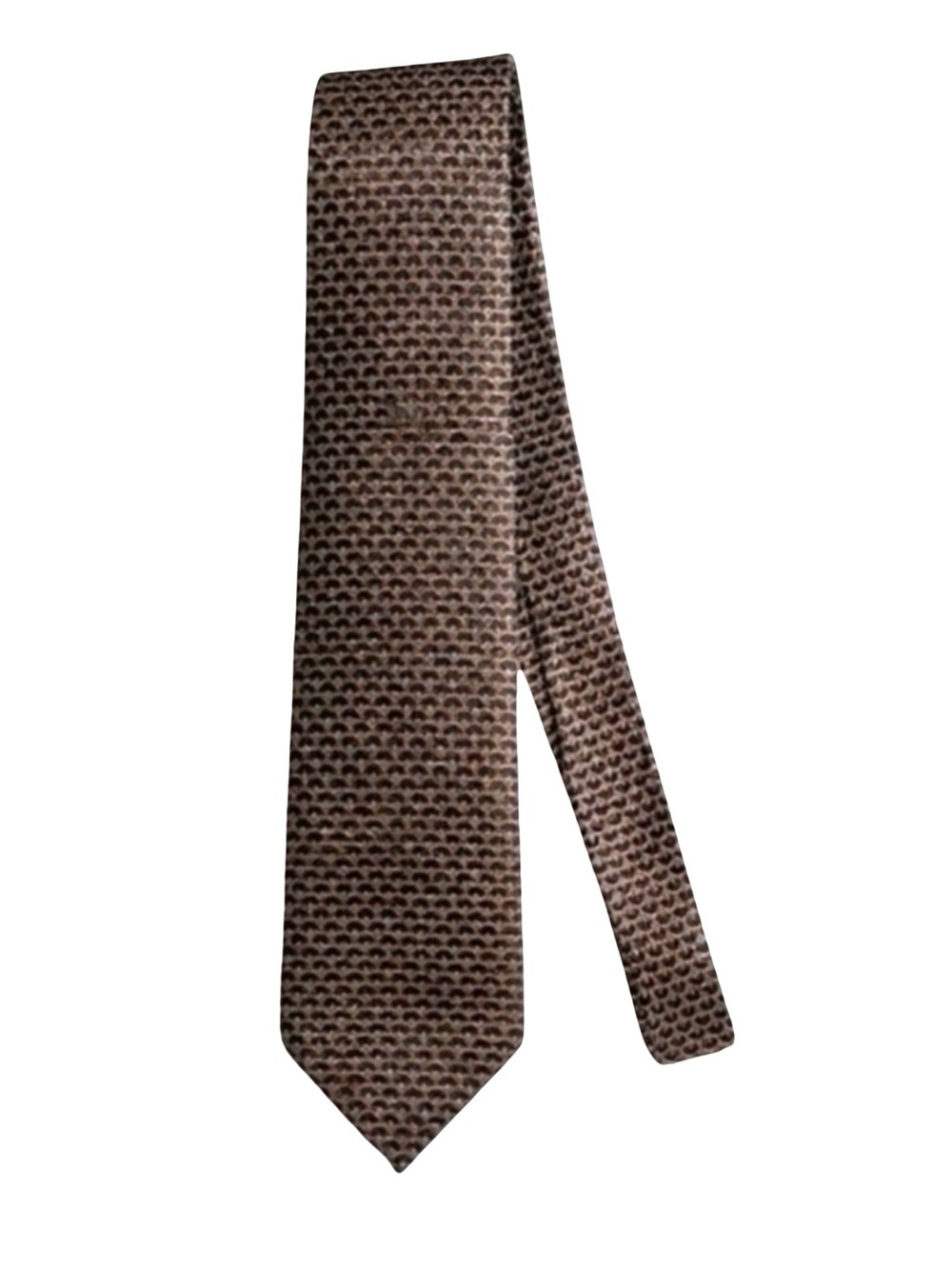 Brioni Men's Geometric Jacquard Silk Necktie. Brown, Blue, Gold. 72” x 4”